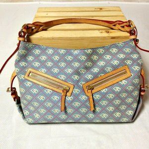 Dooney Bourke Satchel Bag Purse Blue Red Canvas Ta